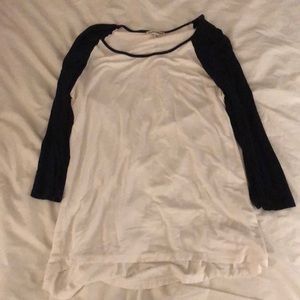 Baseball style black and white tshirt